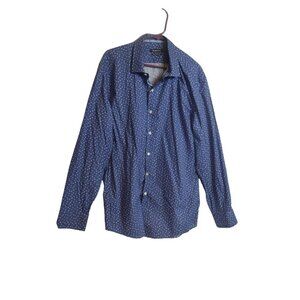 Mens Blue Bugatchi Button Down Shirt Size: 18 / 46 NWT
